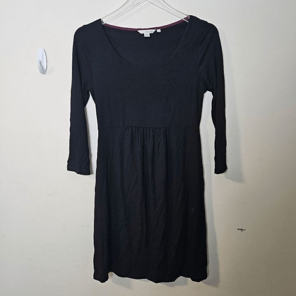 Boden Midi Tunic Dress Aline 3/4 sleeve Womens Black Size 6R Pockets